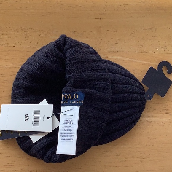 Ralph LAUREN wool CAP beanie HAT blue NWT - Picture 3 of 4